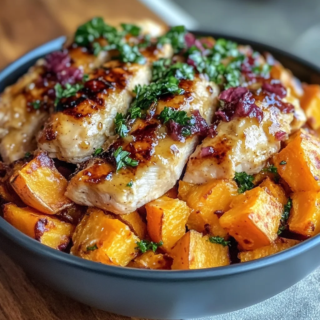 Easy Maple Dijon Chicken Bowl Recipe with Sweet Potatoes for Cozy Fall Dinner