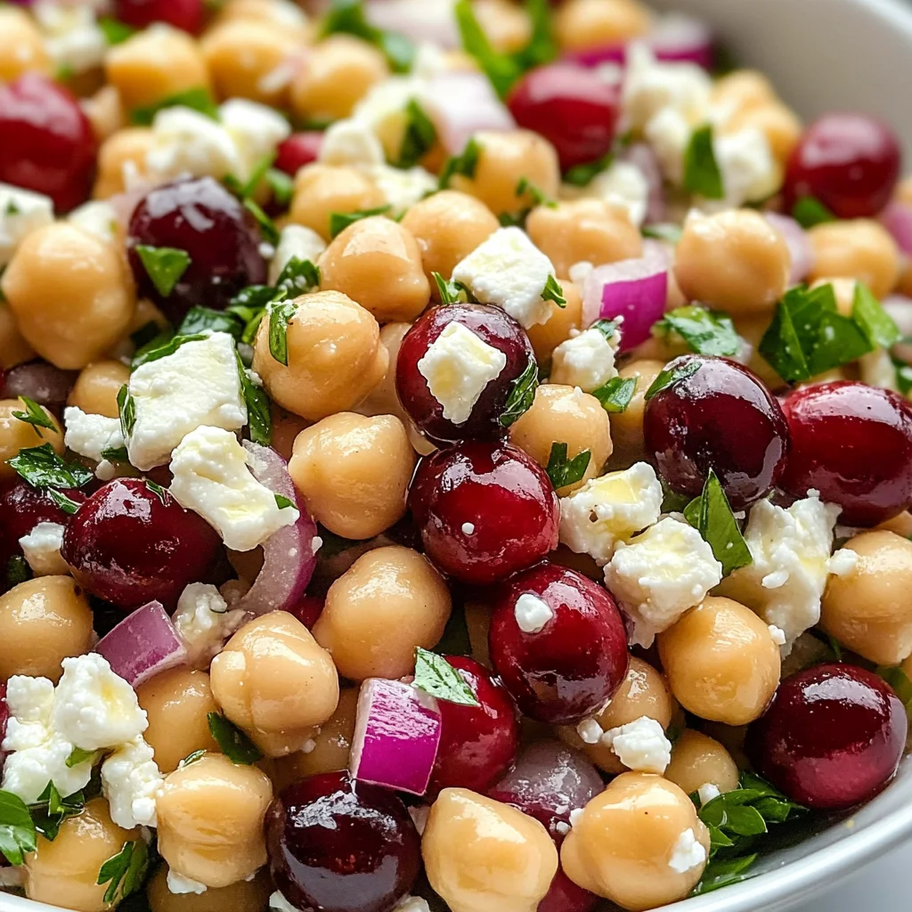 Feta & Cranberry Chickpea Salad with Lemon Vinaigrette