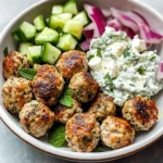 Greek Chicken Meatballs + Homemade Tzatziki
