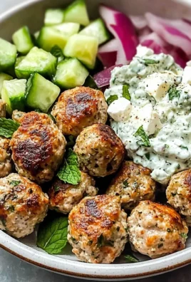 Greek Chicken Meatballs + Homemade Tzatziki