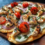 Juicy Tzatziki Chicken Veggie Naan Pizza for Easy Weeknight Dinners