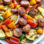 10 Minute Air Fryer Chicken Sausage and Veggies