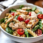 Chicken Pasta Salad with Spinach & Tomatoes