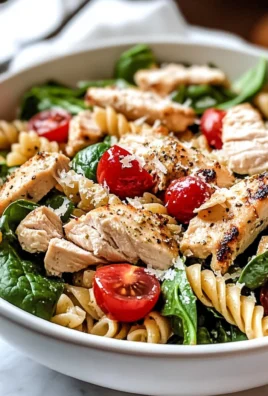 Chicken Pasta Salad with Spinach & Tomatoes