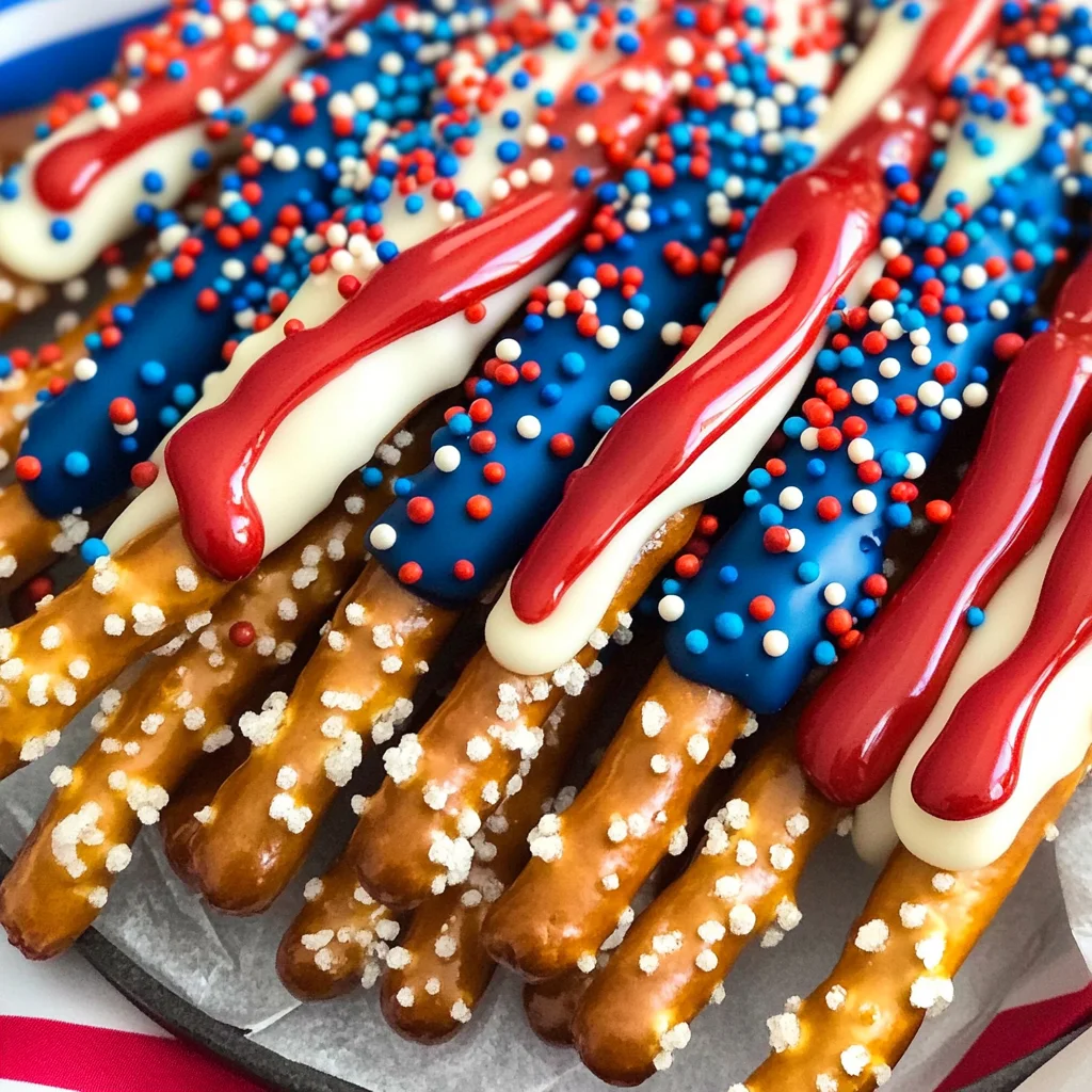 Fourth of July Pretzel Rods (White Chocolate Pretzels)