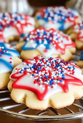 Red White and Blue Glazed Shortbread Cookies