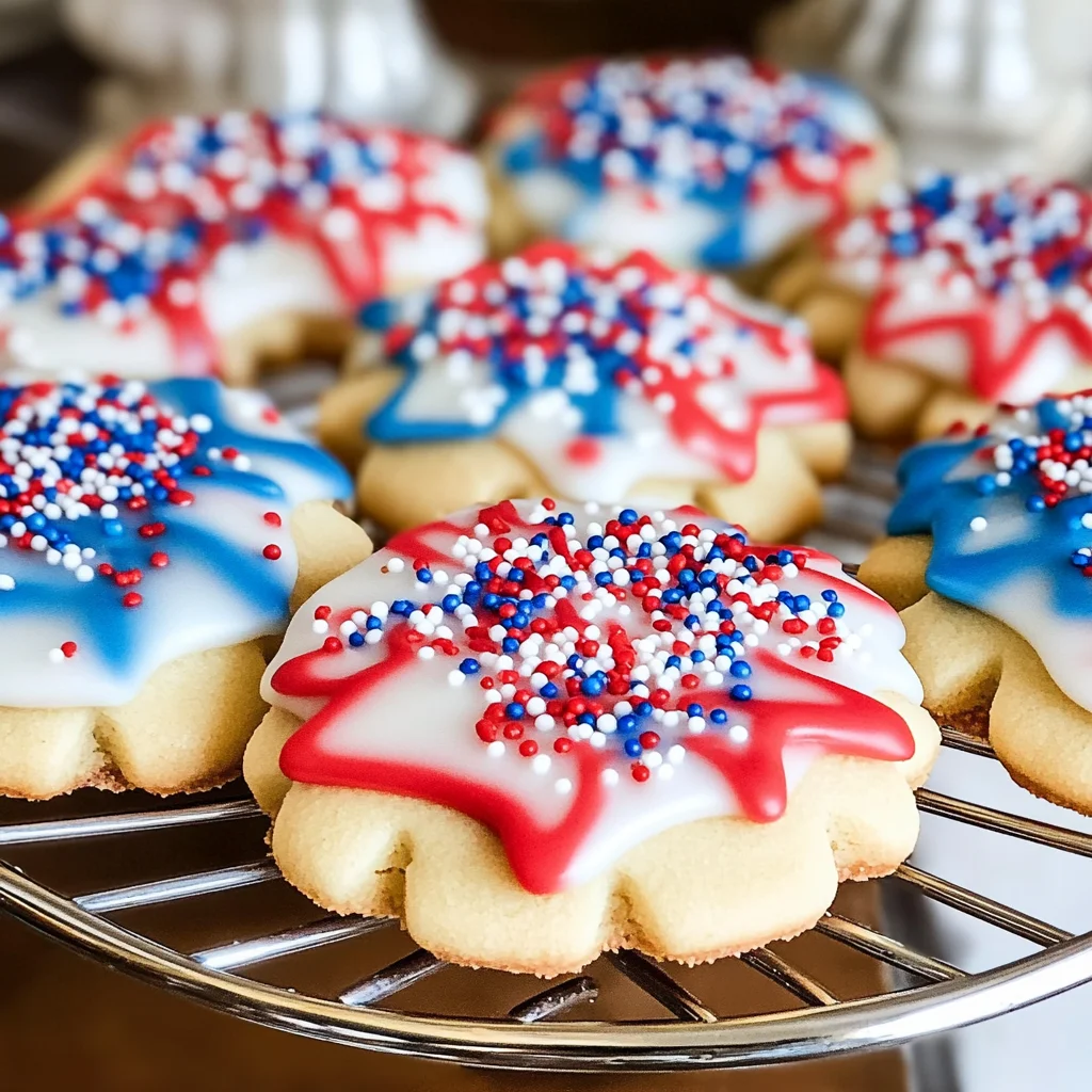 Red White and Blue Glazed Shortbread Cookies