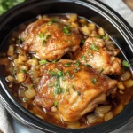 Slow Cooker Honey Garlic Chicken Thighs (5-Ingredients)