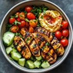 Zesty Lemon Chili Grilled Chicken Bowls with Cucumber Salad