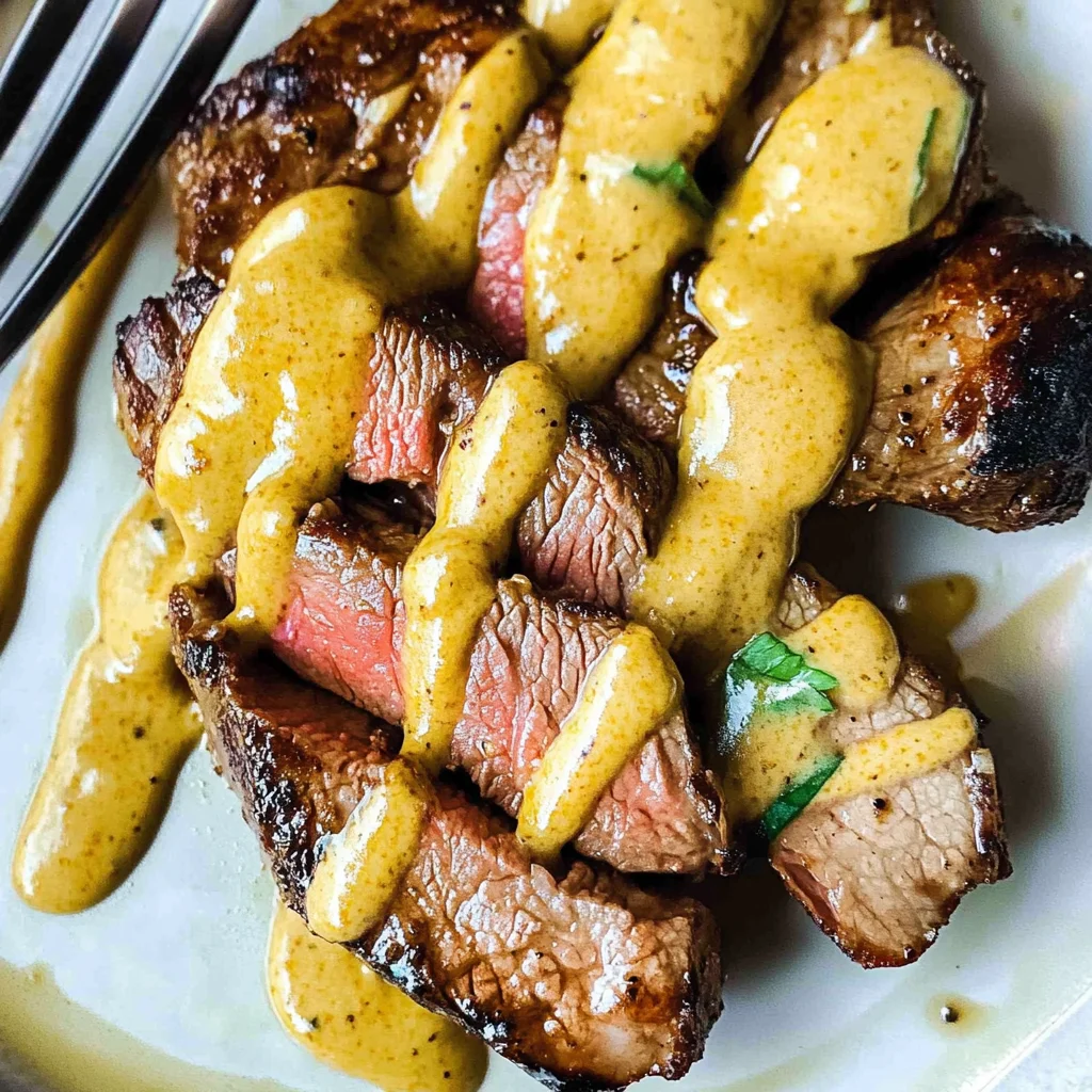Grilled Ribeye Recipe with Spicy Mustard Sauce